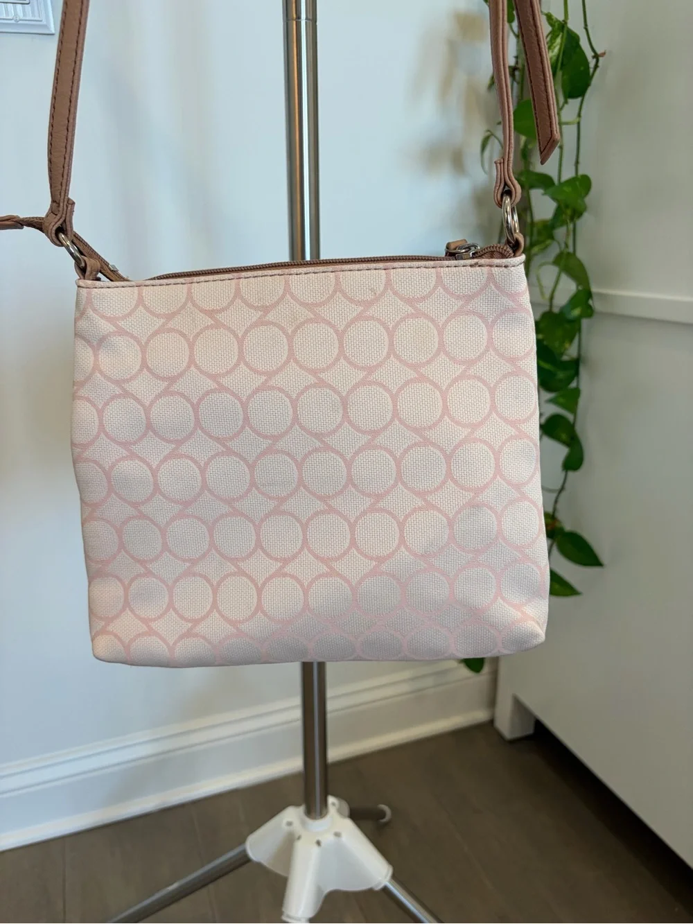 Nine West Pink Crossbody with Tan Trim